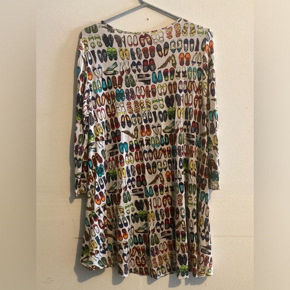 Multiples 3/4 Sleeve Shoe Pattern Tunic/Mini Dress Medium - Picture 6 of 9